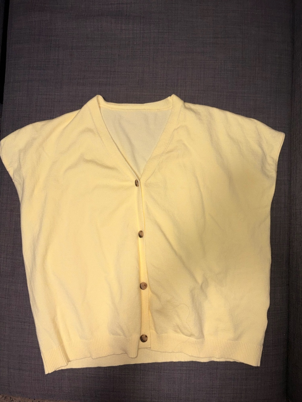 Butter Yellow Women's Button-Front Oversized Knit Top